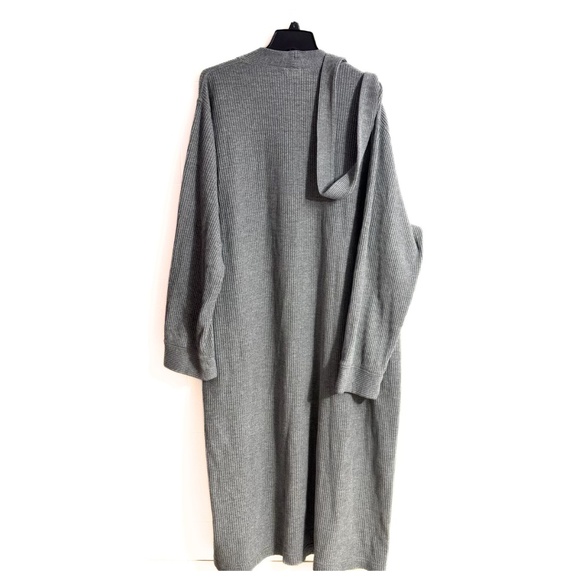 Lands' End Textured Waffle Knit Lounge Bath Robe Sz: L Gray Full-Length Pockets - Picture 5 of 6